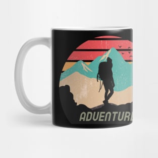 Silhouette of a man hiking in nature Mug